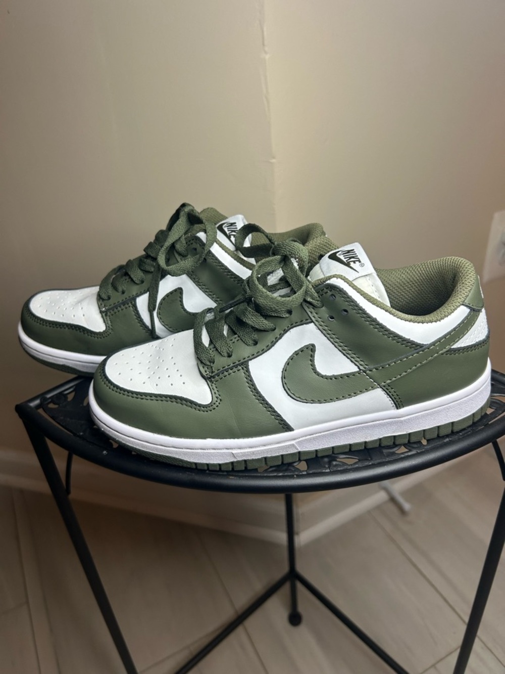Nike Low-Top Sneakers in White and Olive